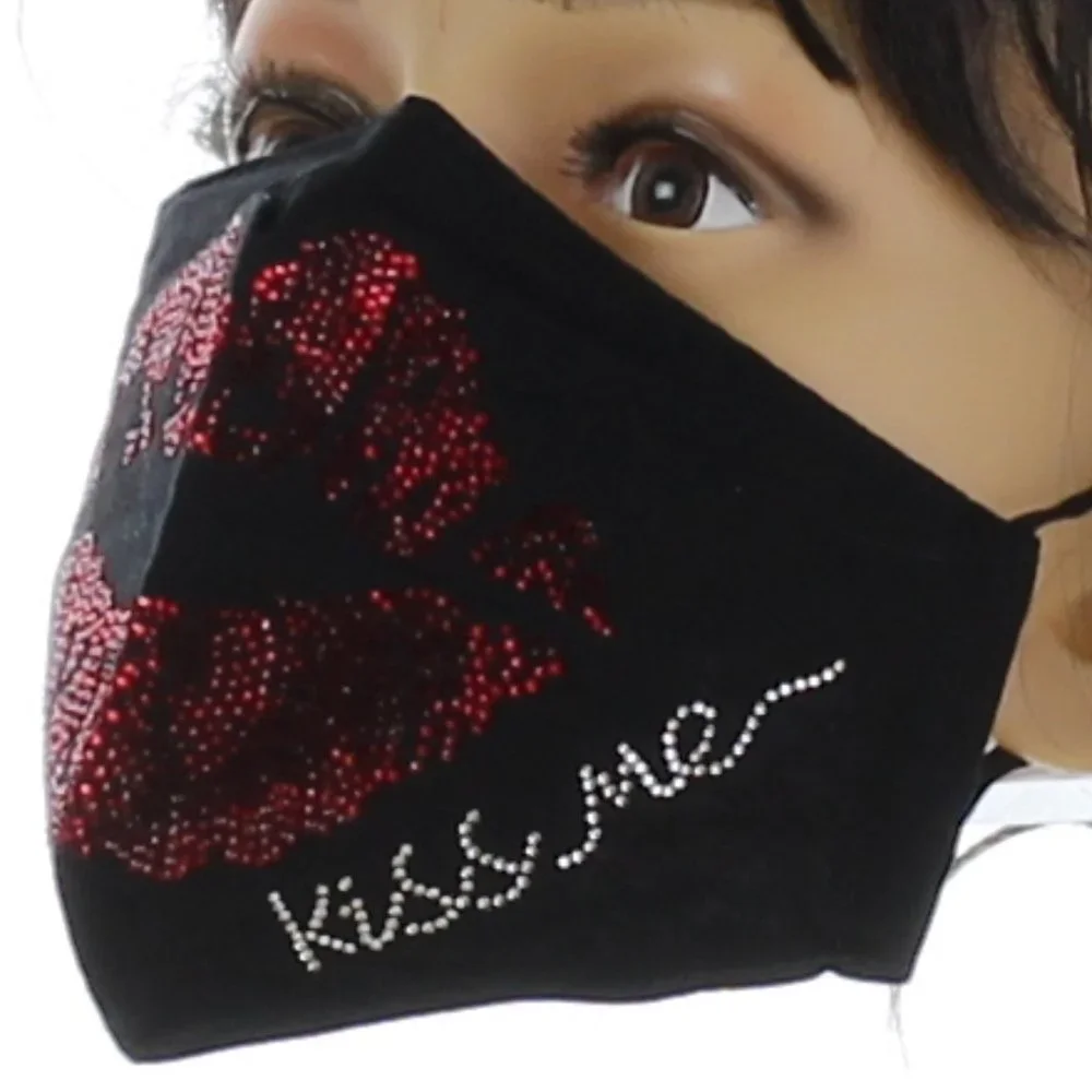 Mask Reusable Rhinestone Bling Kiss Me NWT